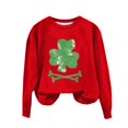 thumbnail image 1 of Nouveau & Tendance! FUNUONY T-Shirt de la Saint-Patrick Mode Femme Pull Col Rond Décontracté Imprimé Floral Manches Longues Chandail en Molleton Rouge L, 1 of 4