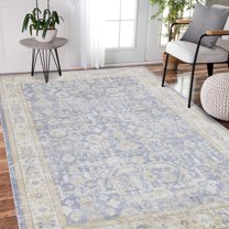 Luxee Designs Century Collection 5x7 Area Rug, Bordered Rugs for Living Room, Bedroom, Kitchen, Office, Pet Friendly, Ultra Low Pile, High Traffic Area, Stain Resistance - Lavender/Ivory