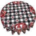 thumbnail image 3 of Nappe Ronde de la Saint-Valentin Gnomes 60 Pouces Carreaux Noir et Blanc Cœur Rouge Lavable Résistant aux Plis et aux Taches Polyester Décorations Rustiques pour Fête Maison Cuisine Salle à Manger, 3 of 5