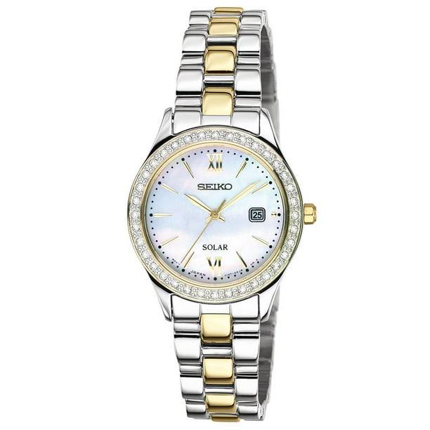 Seiko Women's Solar Two Tone Mother of Pearl Dress Watch -