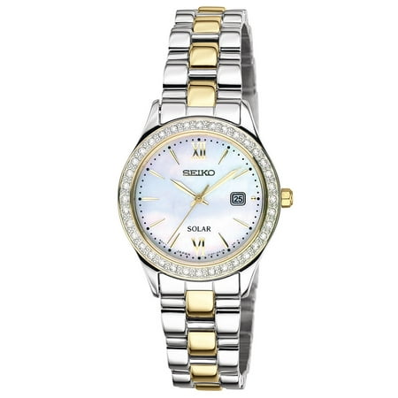 Seiko Women's Solar Two Tone Mother of Pearl Dress Watch