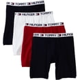 thumbnail image 1 of Calzoncillos tipo bóxer Tommy Hilfiger para hombre, paquete de 4, color rojo, azul marino y blanco, 1 of 6