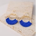 thumbnail image 4 of Raffia Hoop Earrings for Women Girls Fun Boho Summer Beach Earrings Lightweight Handmade Straw Wicker Rattan Dangle Earrings Statement Geometric Round Drop Earrings, 4 of 5