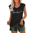 thumbnail image 2 of JDQJBZ Débardeurs d'Été pour Femmes Imprimé Lettre Col Rond Ample Décontracté Sans Manches T-Shirt, 2 of 5
