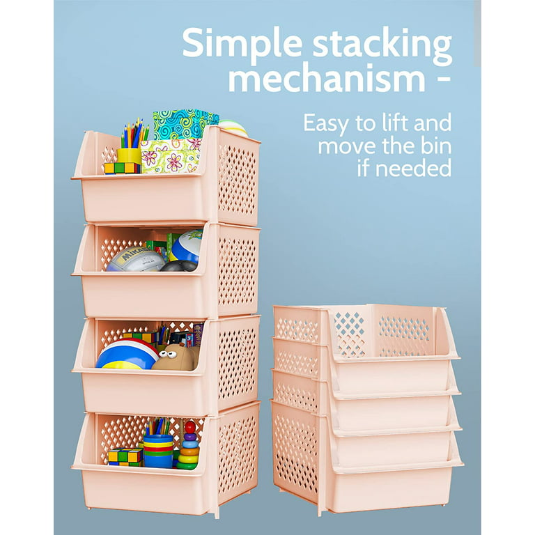 Skywin Plastic Stackable Storage Bins for Pantry - Stackable Bins For Organizing  Food, Kitchen, and Bathroom Essentials (Random - 8 Pack) 