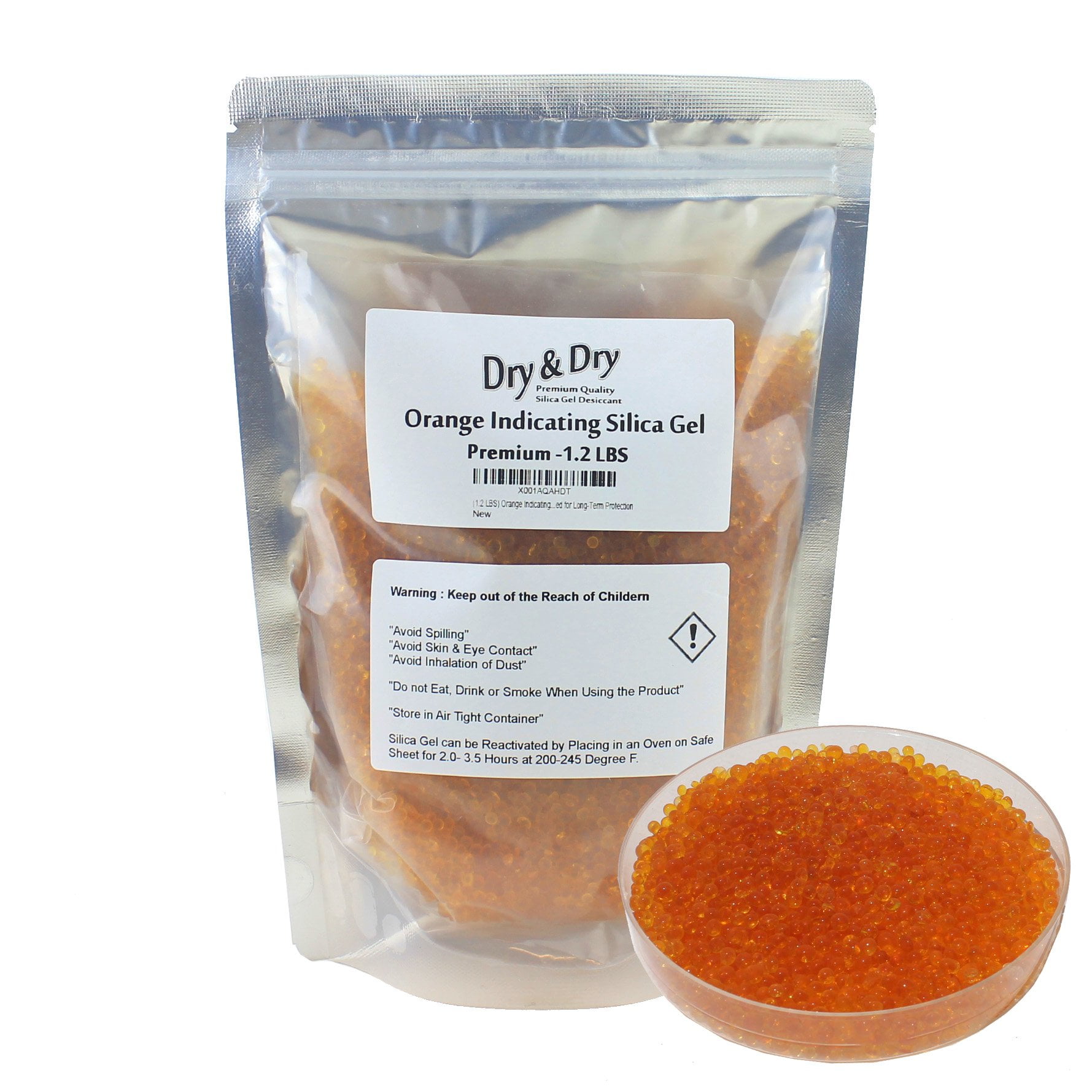 1.2 LBS "Dry & Dry" Premium Orange Indicating Silica Gel Beads (Industry Standard 24 mm) 1.2