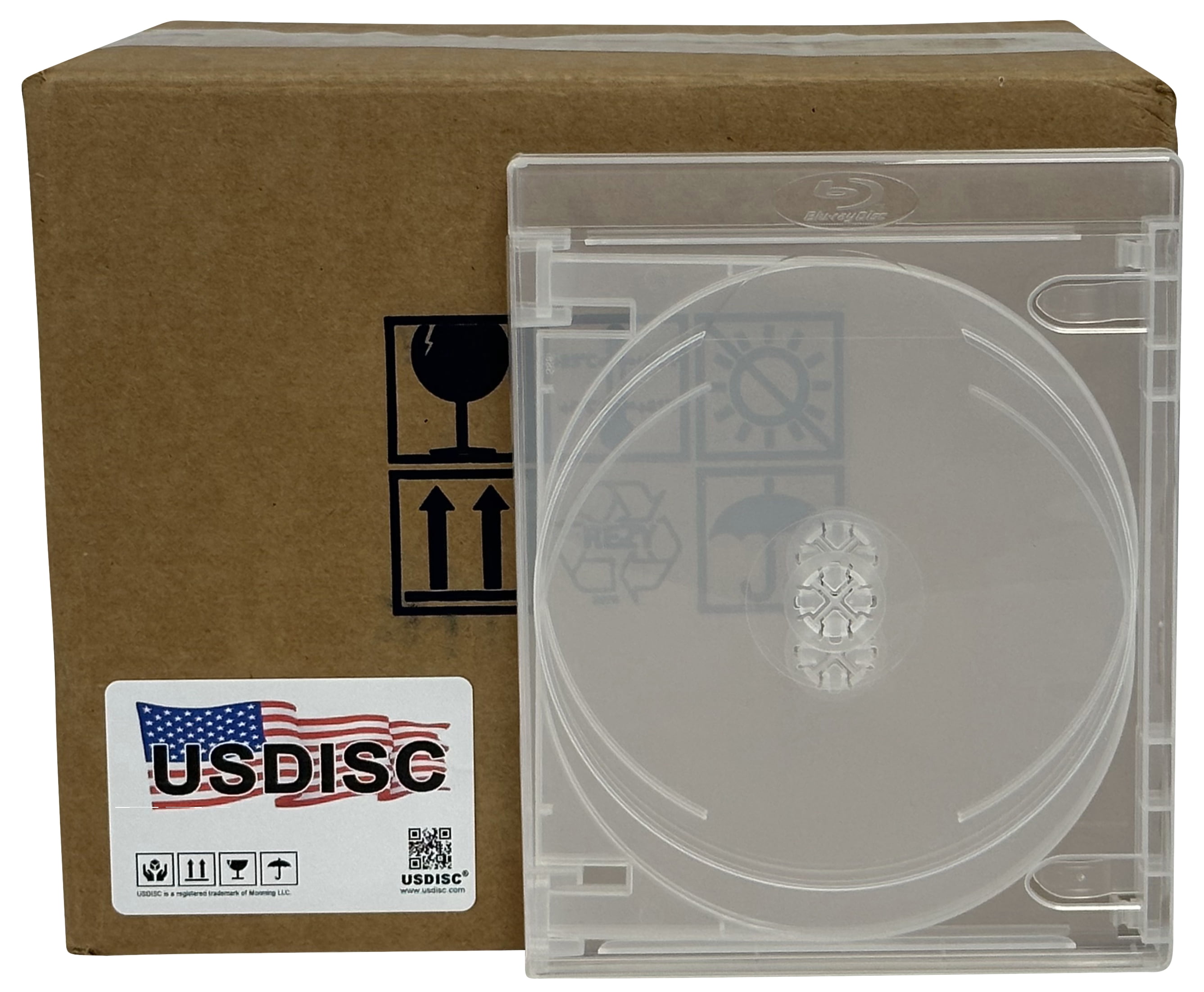 USDISC Blu-ray Cases Standard 14mm, Sextuple 6 Disc, Clear, Pack Of 10