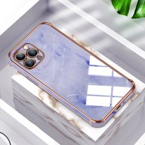 Dteck Stylish Case for iPhone 12 Pro Max 6.7 inch,Luxury Marble Texture Glossy Plating Lightweight Shockproof TPU Slim Fit Phone Cover.For iPhone 12 Pro Max,Purple