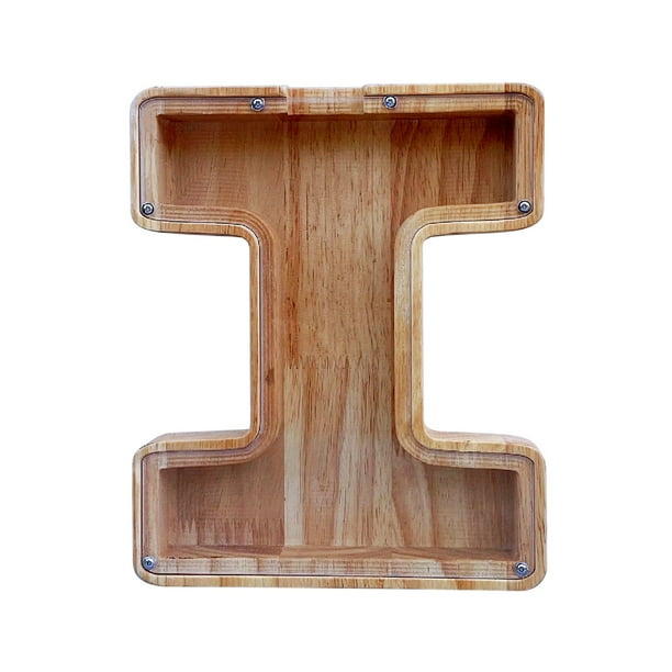Tarro de Ahorros de Carta Inglesa de Madera,Banco de Monedas de Vidrio Transparente con Frente Visible,Caja de Dinero para Regalo de Navidad de Cumpleaños