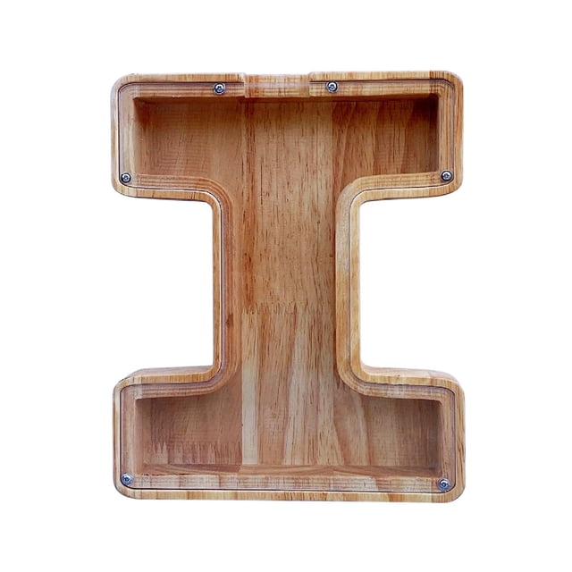 Wooden English Letter Savings Can with Transparent Glass Front for Coin Storage