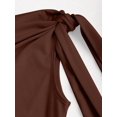 thumbnail image 6 of Mocha Brown Womens One Shoulder Ruched Bodycon Mini Dress With Tie Detail, 6 of 6