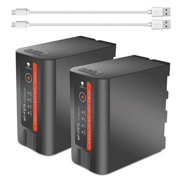 2-Pack 7800mAh NP-F970 Battery Compatible with Sony NP-F970 NP-F550 NP-F750 NP-F950 NP-F570 NP-F960 NP-F930 NP-F975 NP-F980  HDR-AX2000E LED Video Light Camcorder Monitor with USB Output