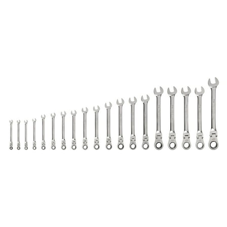TEKTON Flex Head 12-Point Ratcheting Combination Wrench Set, 19-Piece (6-24 mm) | WRC95003