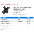 thumbnail image 2 of Water Pump - Compatible with 2006 - 2010 BMW 650i 4.8L V8 2007 2008 2009, 2 of 2