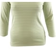 thumbnail image 3 of LAUREN RALPH LAUREN Womens Green Striped 3/4 Sleeve Square Neck Top L, 3 of 3