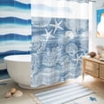 thumbnail image 5 of No Hook Shower Curtain, Blue Coastal Shower Curtains for Bathroom with See Through Top Window, Nautical Starfish Coral Jellyfish Shell Sea Waterproof & Washable Bath Curtain 60"x72", 5 of 9