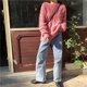 thumbnail image 5 of Suéter de punto trenzado para mujer, suéter coreano holgado de manga larga con cuello redondo, prendas de punto cálidas para otoño e invierno de 2023, 5 of 5