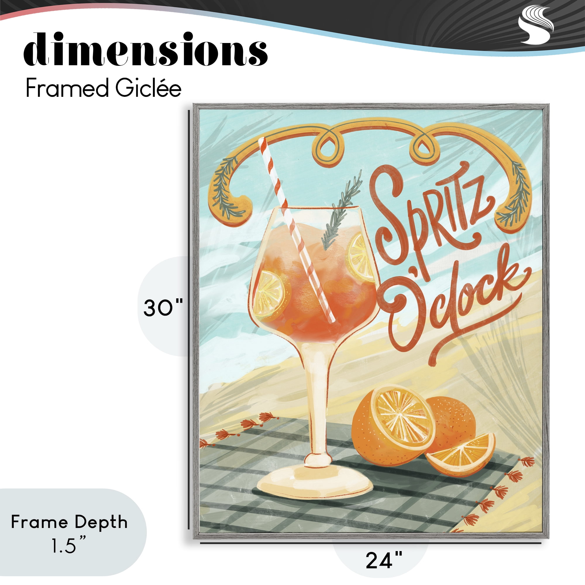 Stupell Industries Spritz O'Clock Citrus Cocktail Gray Framed Giclee Art, design by Connie Summers
