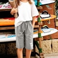 thumbnail image 4 of MIXUE Girls Pants Kids Summer Solid Color Butterfly Print Elastic Waist Drawstring Thin Loose Casual Trousers Outwear,Gray,9-10 Years, 4 of 5