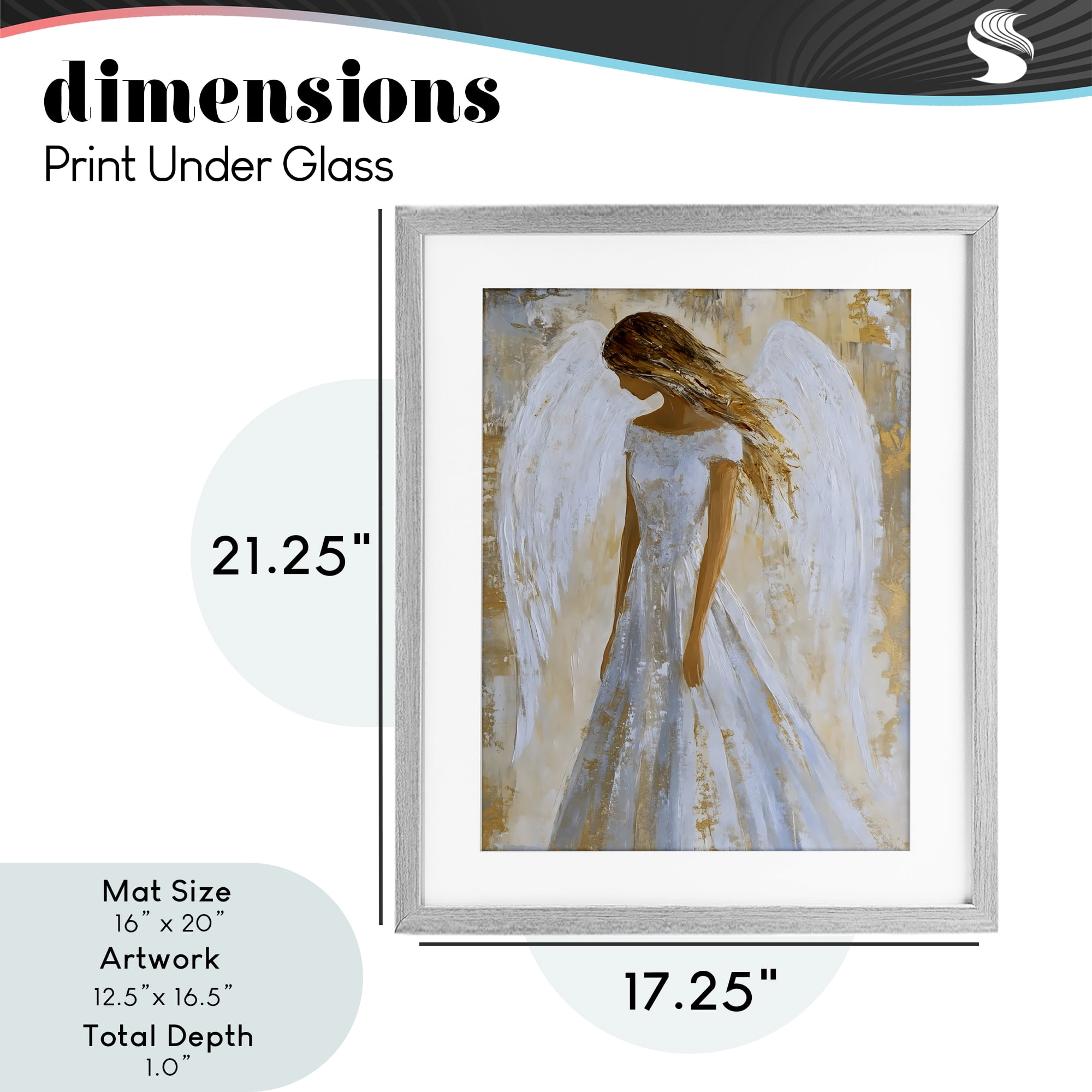 Holy Angel In White Gray Framed Print Under Glass, design by Franklyn Gregory