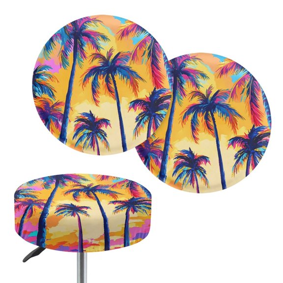Chririnla Washable Round Bar Stool Seat Covers for Home Cafes, Polyester Easy to Clean Round Bar Stool Cover with Stain Resistant