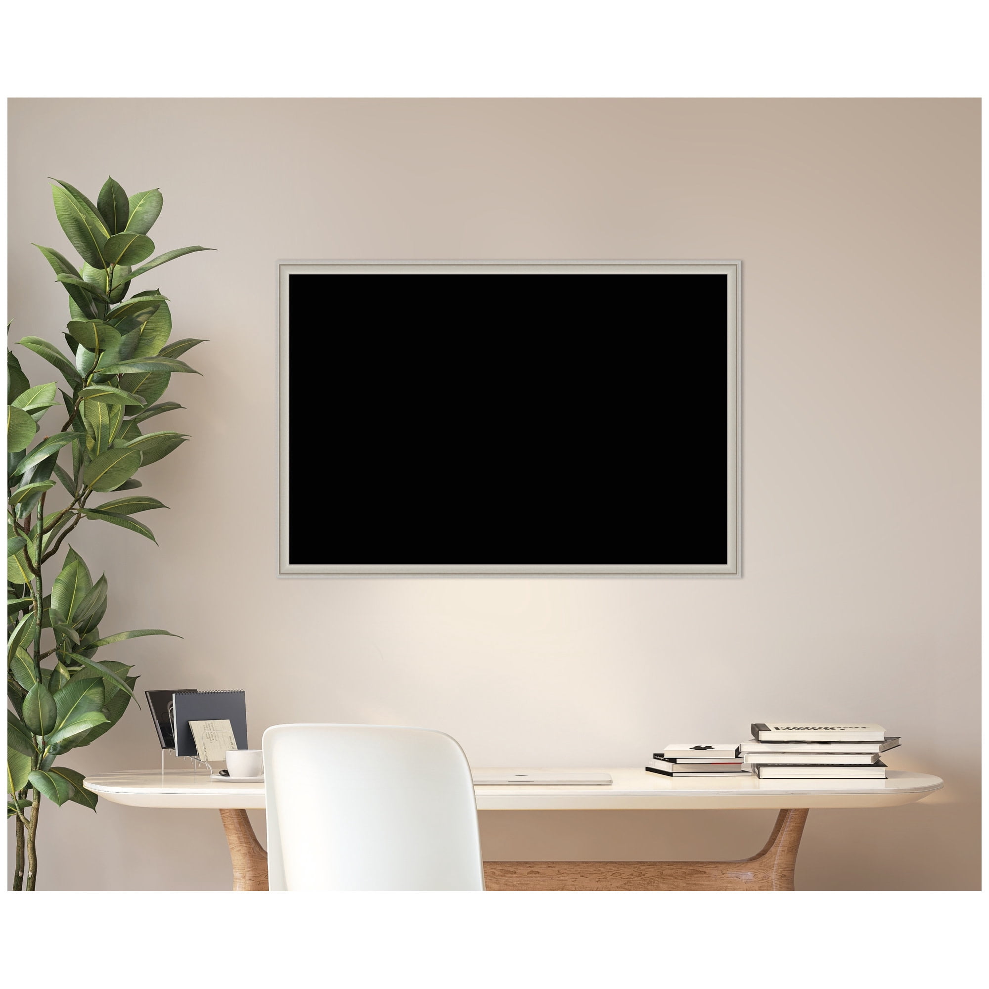 Kate and Laurel Framed Fabric Pinboard 38 x 26,  Printed Linen Classic Bulletin Board for Use as a Vision Board or Wall Organization, Florence Silver Frame