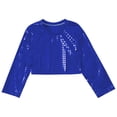 thumbnail image 3 of YONGHS Kids Grils Boys Shiny Dance Crop Tops Long Sleeve Athletic Sports Shirts Tee Royal Blue 2-3, 3 of 7