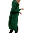 thumbnail image 4 of UJNDER Women's Hooded Sweatshirt Solid Color Drawstring Long Zipper Pocket Jacket Style Pullover Winter Dark Green M, 4 of 9