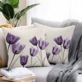 thumbnail image 2 of Purple Tulip Outdoor Pillow Covers Pack of 2 Minimalist Modern Flowers Art Linen Background Waterproof Throw Pillow Covers Decorative Cushion Cases for Patio Garden Tent Balcony Couch 20x20 inch, 2 of 8
