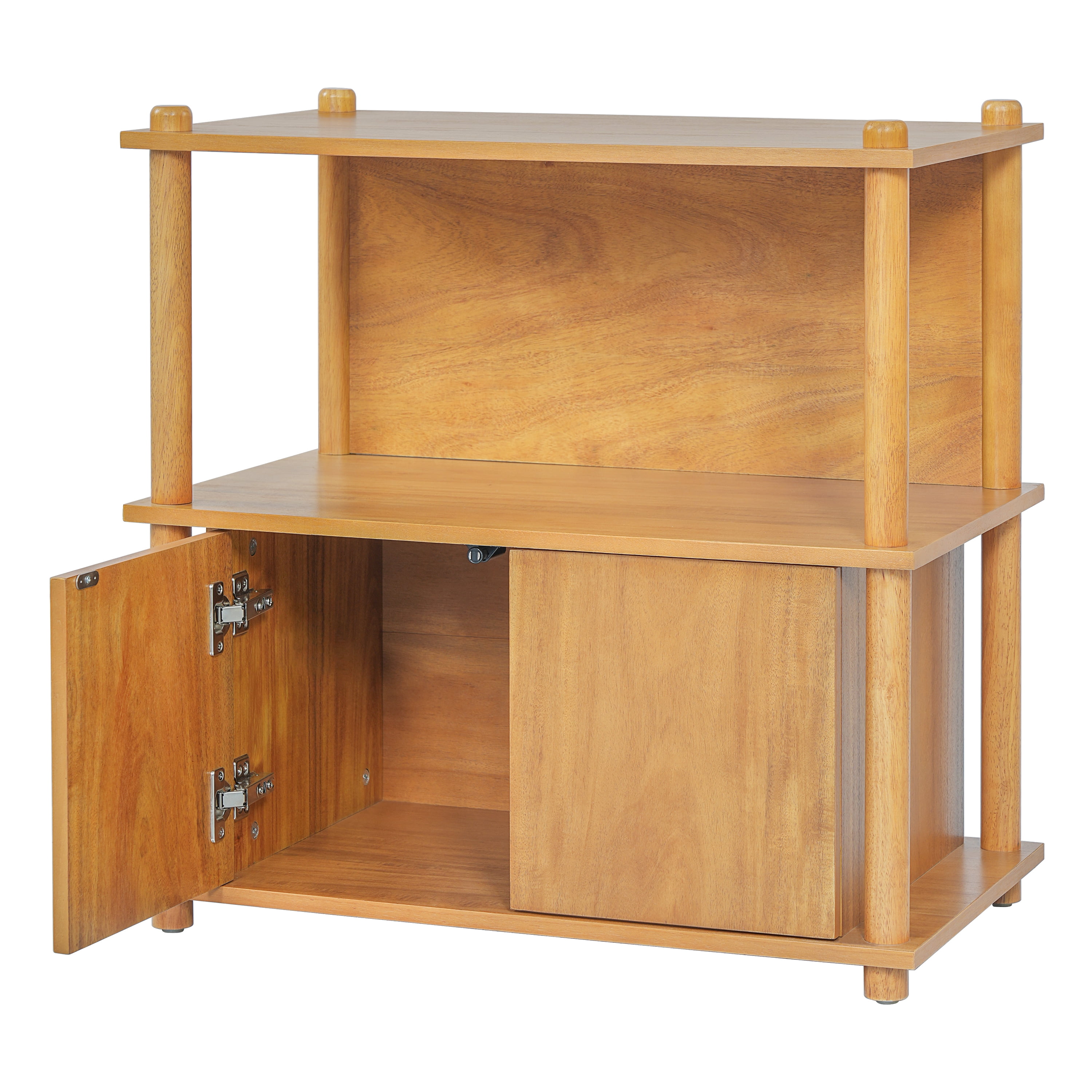 Wood Nightstand,End Table Side Table with Open Shelf & Storage Cabinet,Farmhouse Accent Table Bedside Table for Small Spaces,Living Room,Bedroom