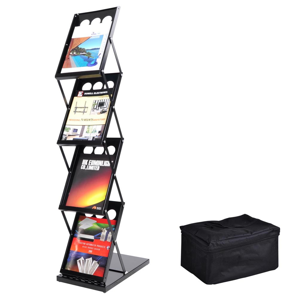 Color : Black, Size : 27x36.5x155cm TAESOUW-Office Foldable Pop-up Folding Display Magazine Literature Brochure Catalog Holder Rack