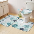 thumbnail image 4 of Summer Marine Life Bathroom Rugs Set Ocean Coral Coastal Starfish Blue Conch Teal Non Slip Absorbent Soft Bath Mats 3 Piece Set with Bathroom Rug, U-Shaped Floor Mat, Toilet Seat Cover Small Size, 4 of 9