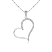 ANGARA Natural Diamond Tilted Heart Dangle Pendant in 14K White Gold for Women (Size-1.15mm| Color-K| Clarity-I3) | April Birthstone, Anniversary, Jewelry Gift for Women | Natural Diamond Necklace