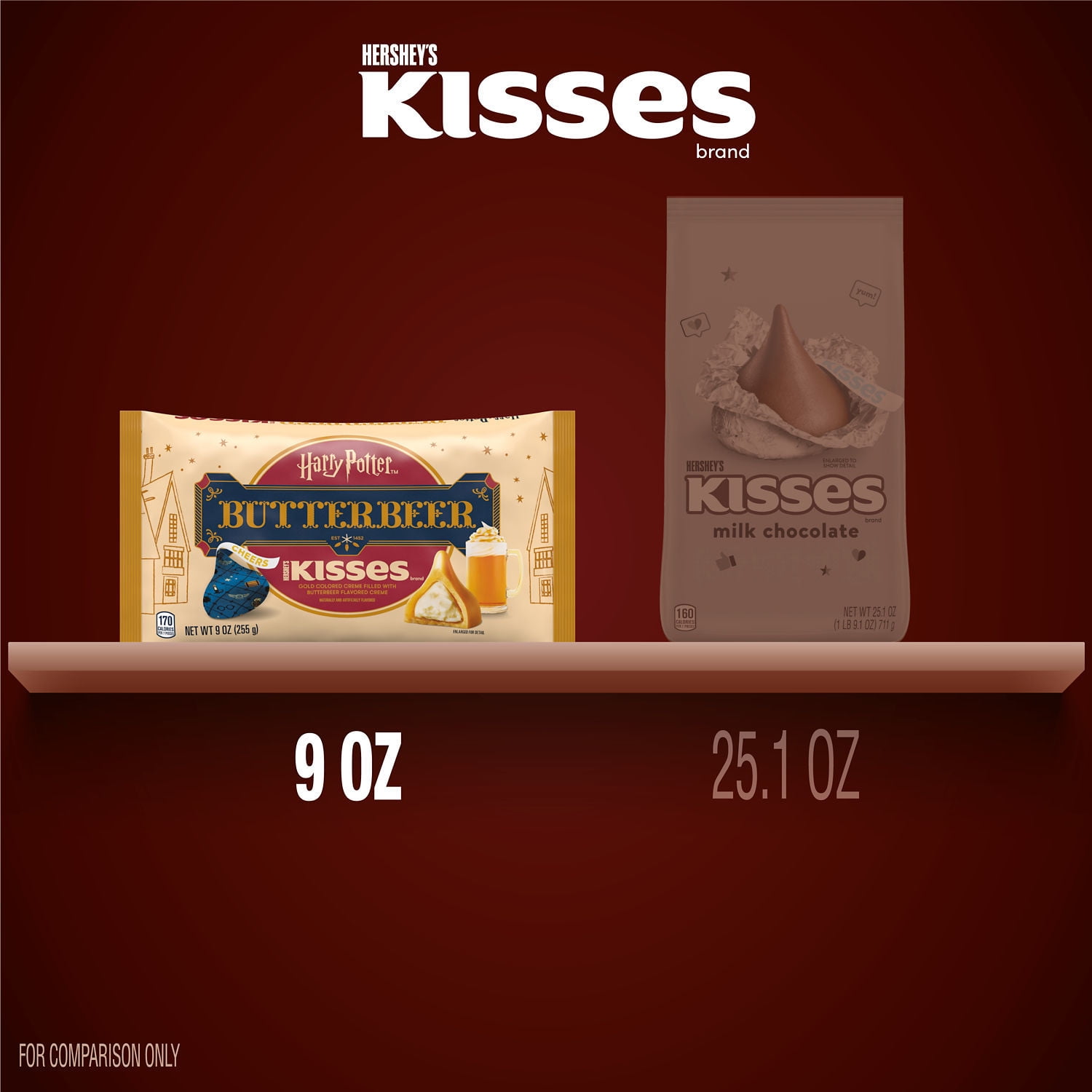 (3 pack) HERSHEY'S KISSES Butterbeer Flavored, Easter Candy Bag, 9 oz