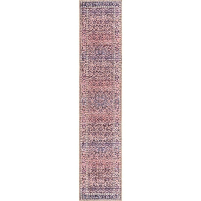 Unique Loom Revival Bright Colors Floral Rug 2' 6 x 12' Runner Navy Blue/Orange