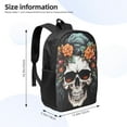 thumbnail image 2 of Uemuo Flower Horn Skull Printed Durable 17-inch Student Backpack - Lightweight, Waterproof, Adjustable Straps, Ideal for School, Work, Travel, 2 of 5