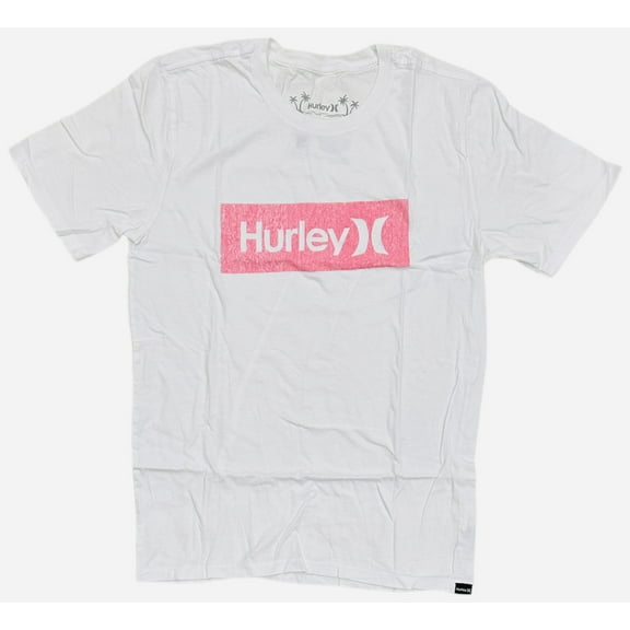 Hurley Men's Everyday Washed One and Only Boxed Texture Short Sleeve Tee T-Shirt (Medium, White)