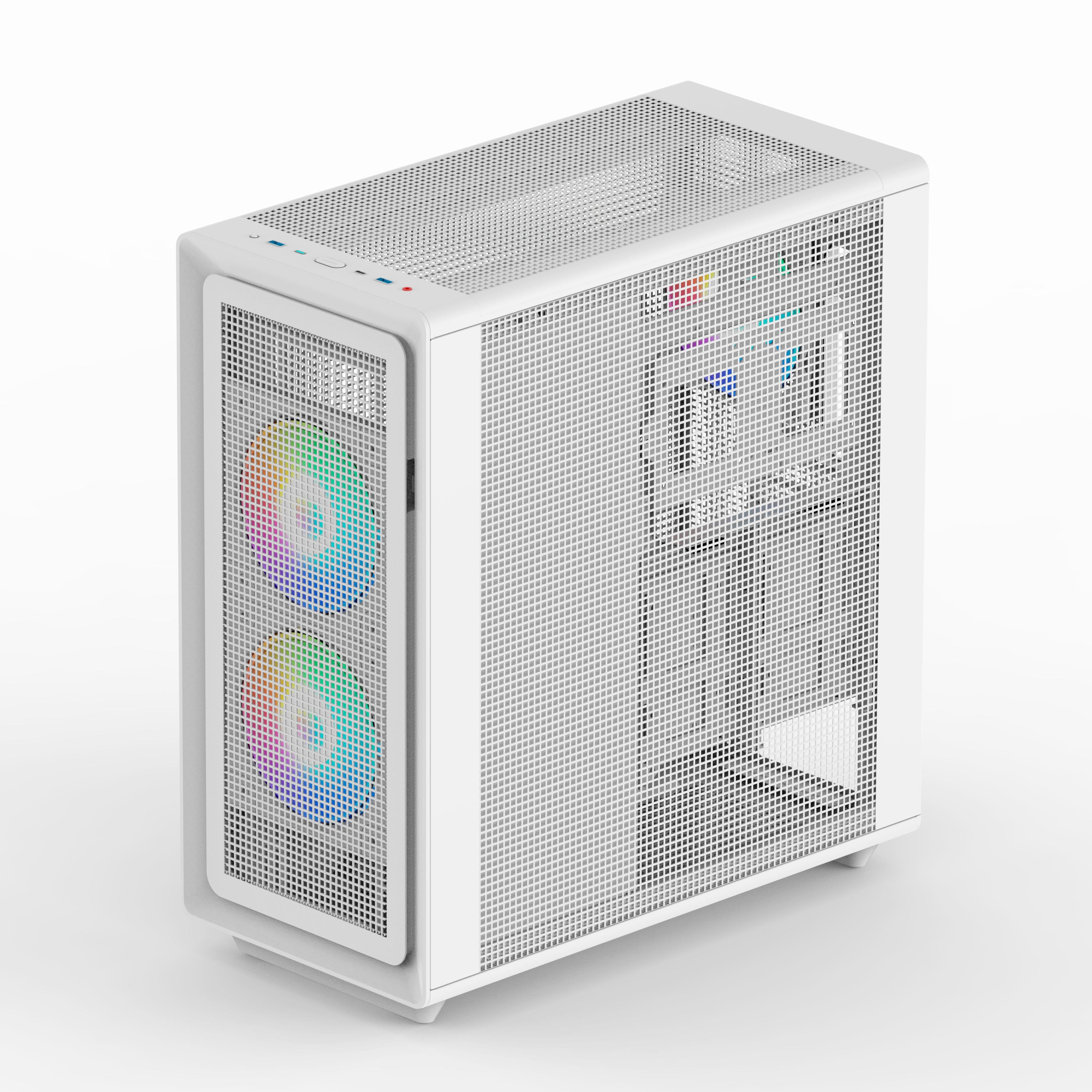 Rosewill Helium Air Mid Tower E-ATX Gaming Case, Mesh Panel, Tool-less, High-Airflow, Cable Management System, USB 3.1, included  2x 160mm & 1x 140mm PWM ARGB Fan, White