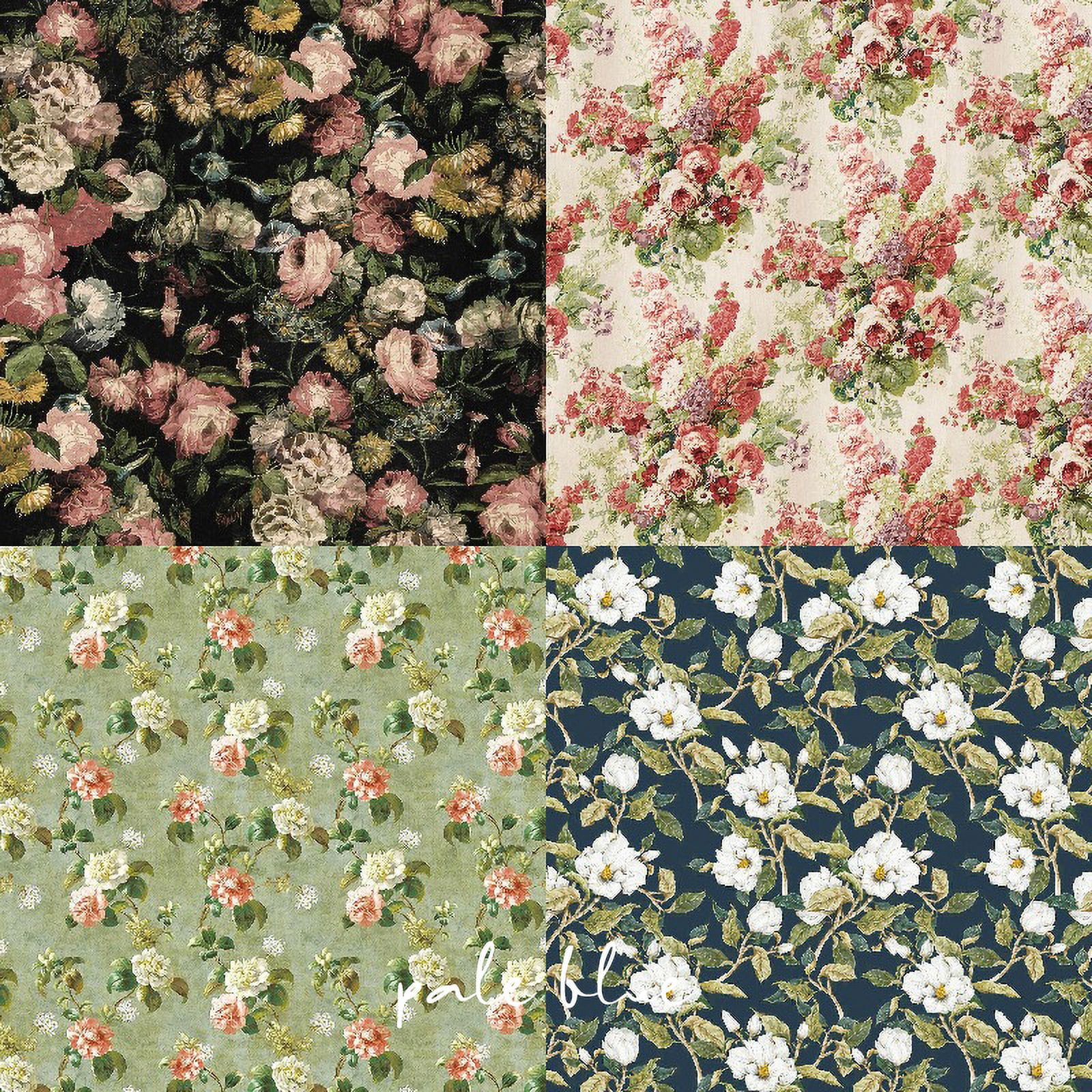 6-Inch Vintage Scrapbook Background Paper - Floral, Distressed, Pink Rose, and Red Rose Designs for Junk Journals