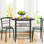 3 Piece Dining Set Home Kitchen Furniture Table and 2 Chairs Black