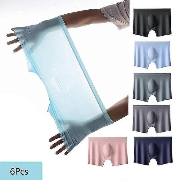 6pcs Men Panties, Mens Ice Silk Boxers Seamless Sexy Underwear, Man Ultra-thin Breathable Boxer Shorts, Male Underpants
