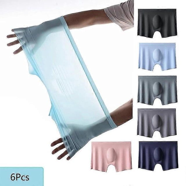 6pcs Men Panties, Mens Ice Silk Boxers Seamless Sexy Underwear, Man Ultra-thin Breathable Boxer Shorts, Male Underpants