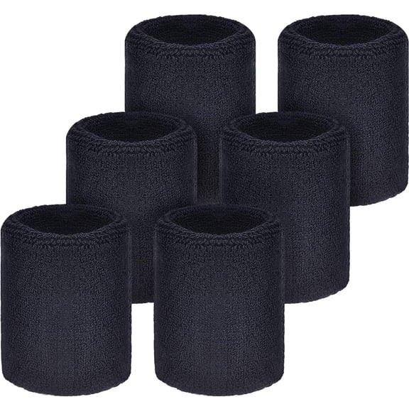 OWNTIDE 6-Pack Wrist Sweatbands for Sports - Absorbent Cotton, Ideal for Basketball, Tennis, Running & Work - Unisex Adult