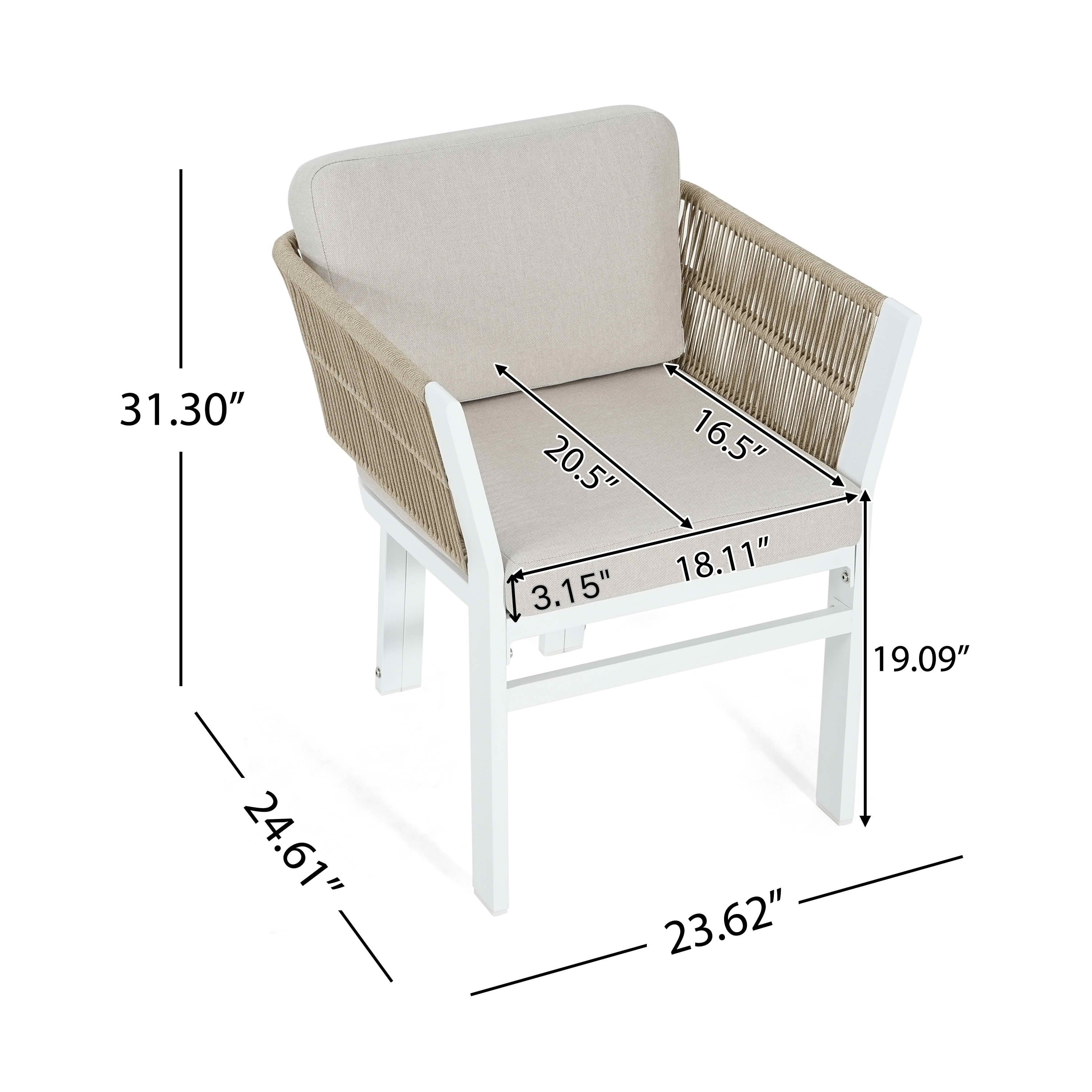 MAYEERTY Set of 2 Patio Aluminum Outdoor Chairs with Rattan Accent & Weather-Resistant Cushions