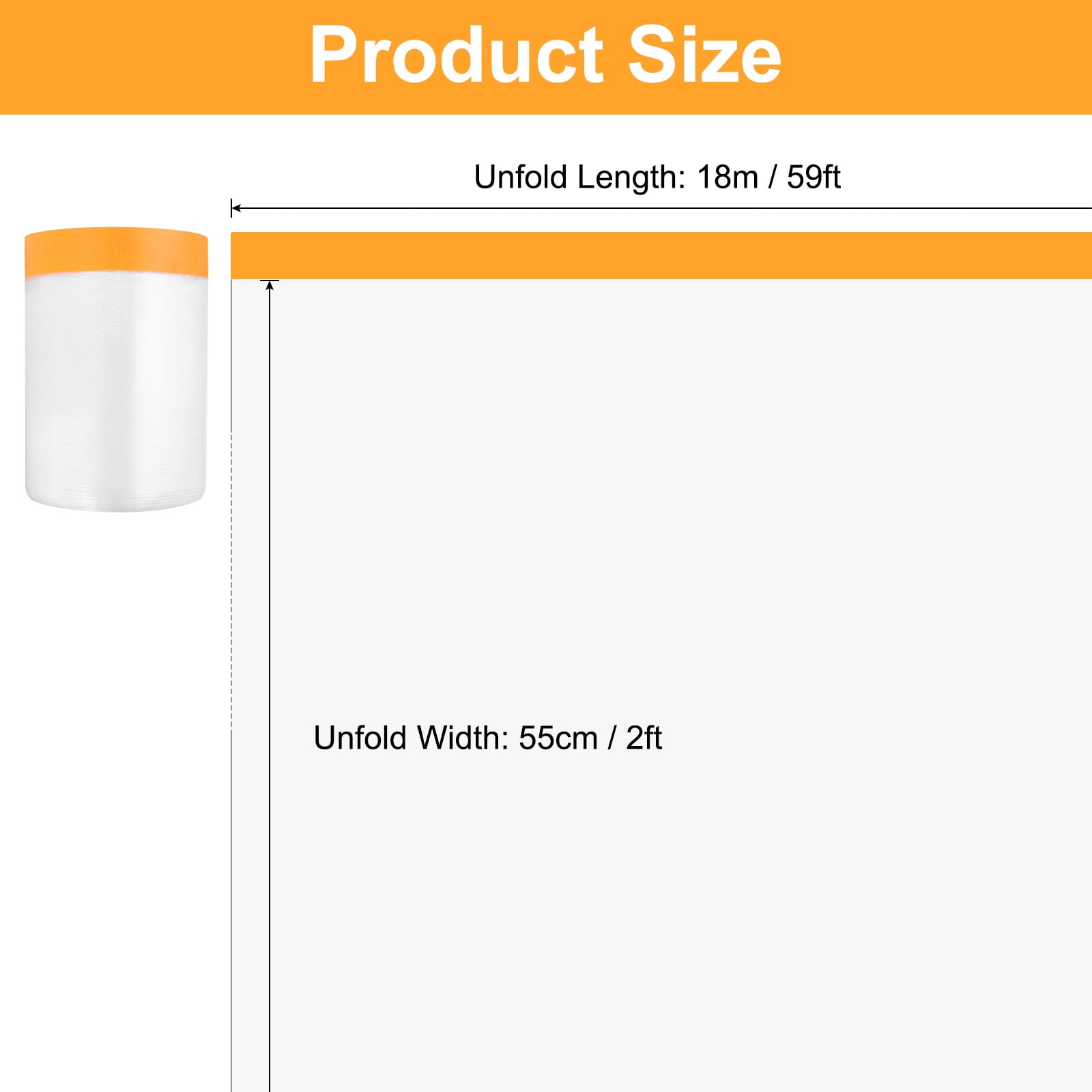 Uxcell 6 Rolls Painters Plastic With Tape, 2 x 59 Ft  Pre-Taped Masking Film Tape, Yellow/Clear