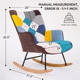 thumbnail image 4 of Patchwork Upholstered Rocking Chair with Solid Wood Rockers and Steel Frame, 26" Wide High-Back Accent Lounge Chair with High-Density Foam Cushion, 330 lb Capacity for Living Room, Bedroom or Reading, 4 of 6