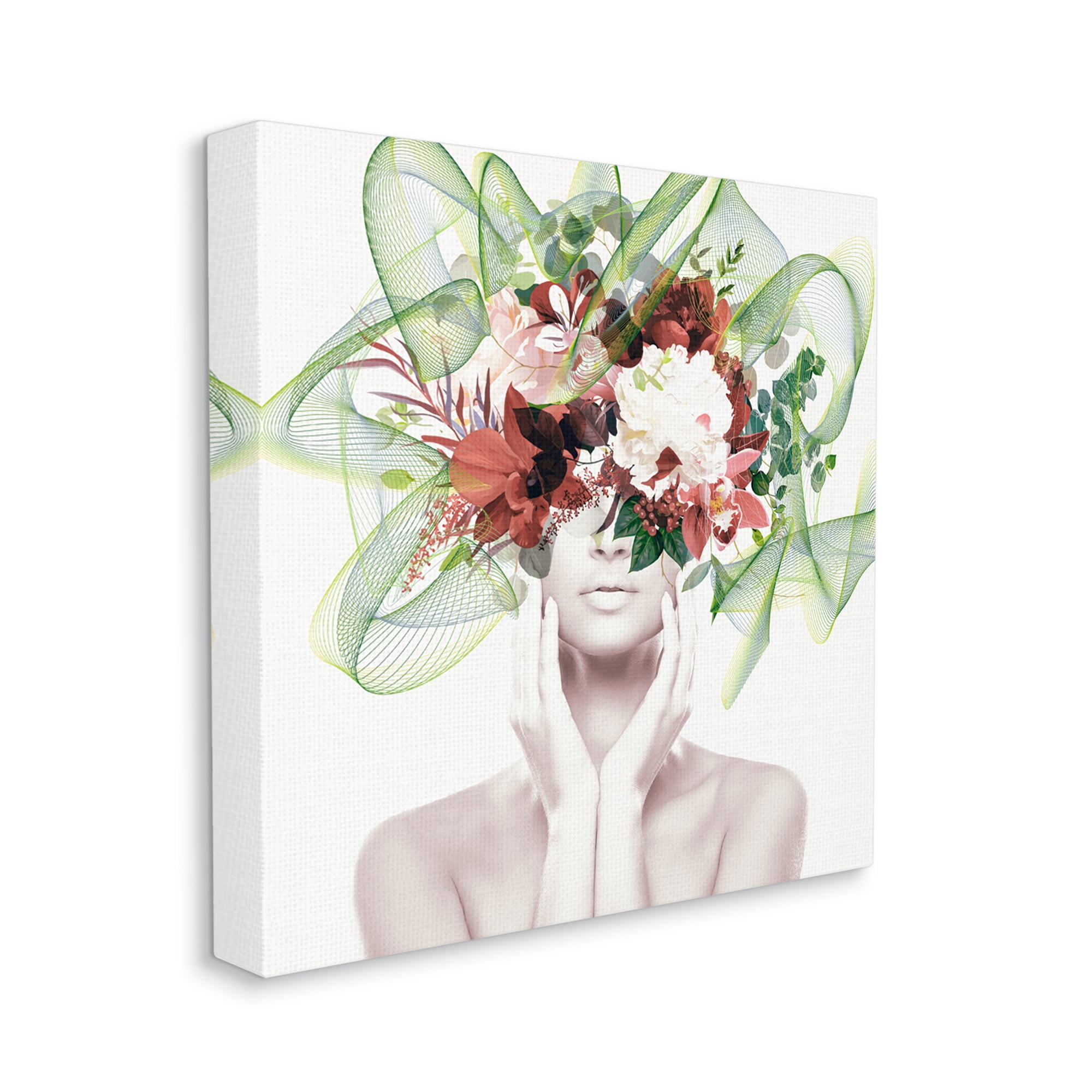 Stupell Conceptual Flower Face Woman Botanical & Floral Painting Gallery Wrapped Canvas Print Wall Art