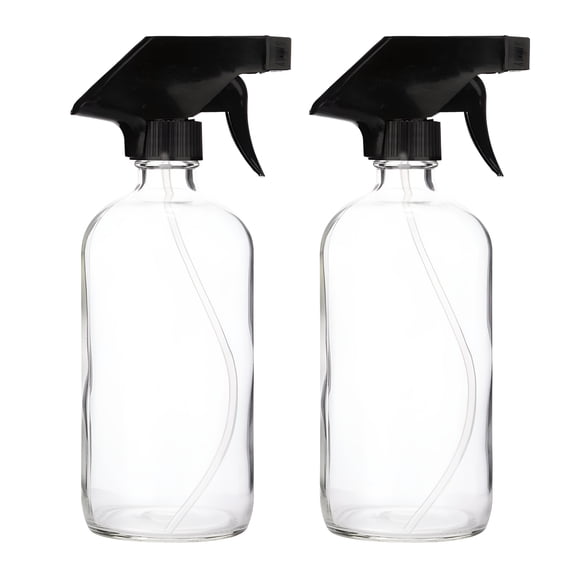 ACDANC Glass Spray Bottles for Cleaning Solutions,Plants,and Hair,Empty Refillable Misting Spritzer with 2 Adjustable Spray Settings,16 Oz,Pack of 2