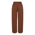 thumbnail image 4 of Flmaly vacation outfits for women High Waistband Women Summer High Waisted Cotton Linen Palazzo Pants Wide Leg Long Pant Trousers With Pocket Vacation Outfits, 4 of 7
