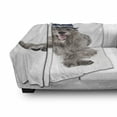 thumbnail image 3 of Irish Wolfhound Soft Flannel Fleece Blanket, Hunter Dog Animal in a Hat Sitting and Posing on Plain Background, Cozy Plush for Indoor and Outdoor Use, 50" x 60", White and Warm Taupe, by Ambesonne, 3 of 6